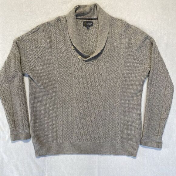 Wallin‎ & Bros Men's XL Lambswool Cable Knit Sweater Cozy Winter Pullover - Picture 1 of 11